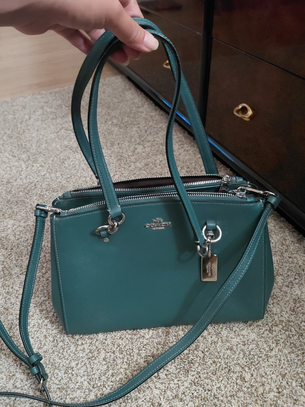 Coach Teal Leather Satchel Bag - Coach